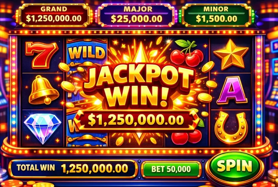 Klasyczny automat, wygrana jackpot z symbolami 7, Wild i dzwonkiem